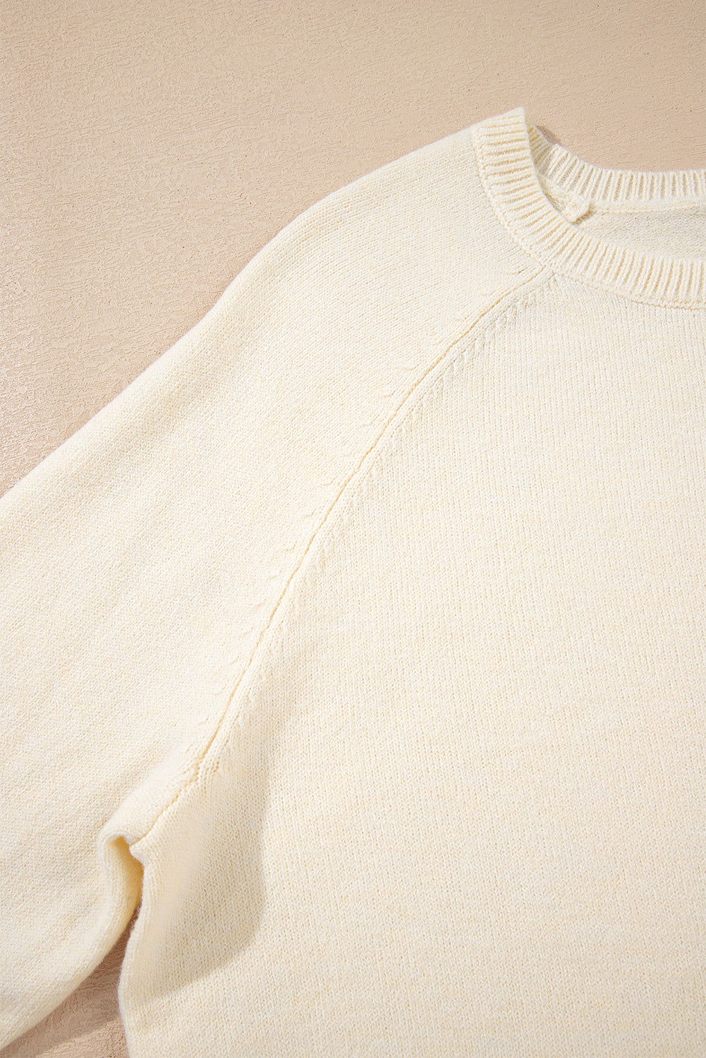 Buttoned Bishop Sleeve Crew Neck Knit Sweater for Women