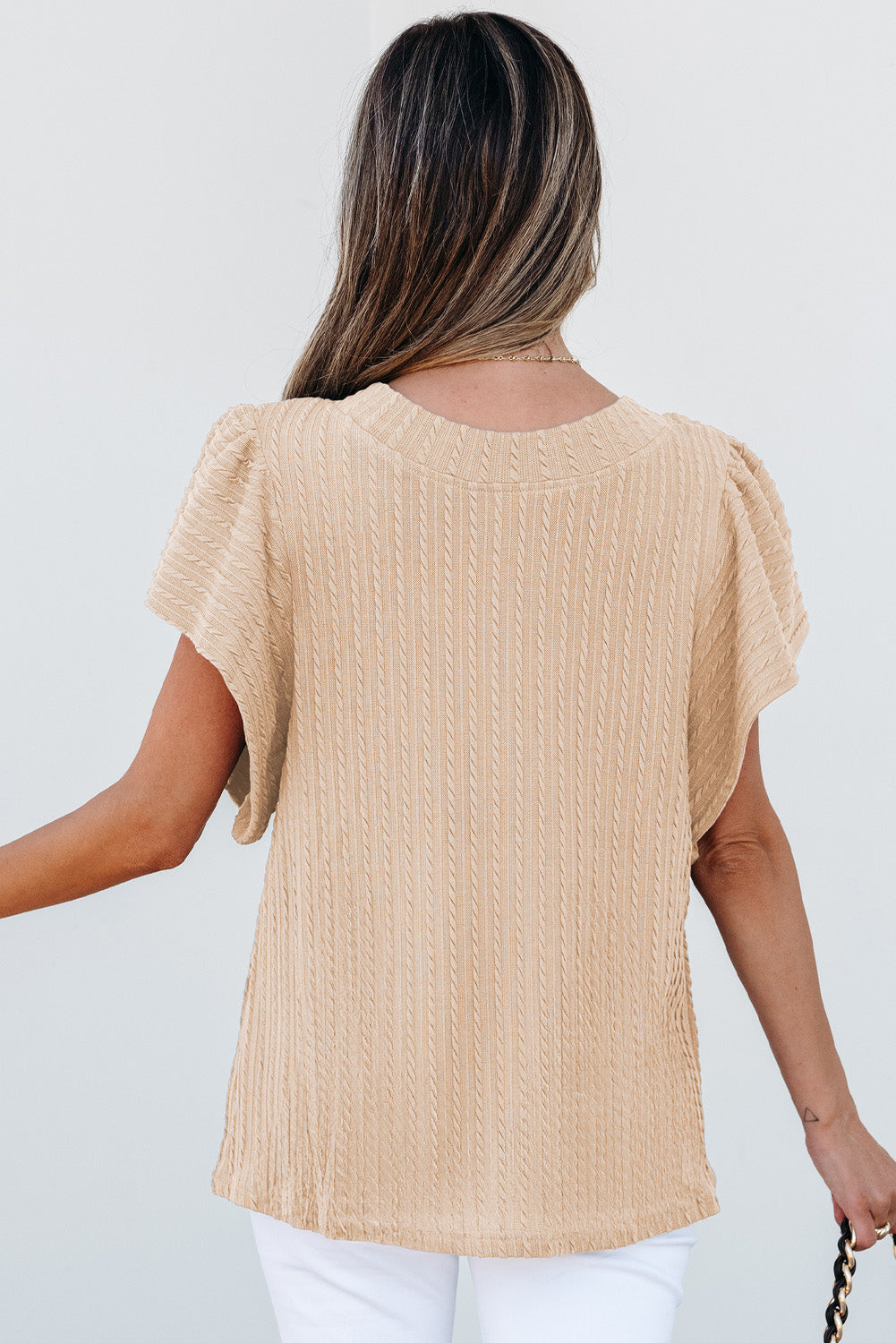 Textured Flutter Sleeve Women's Top with Soft Fabric Fit