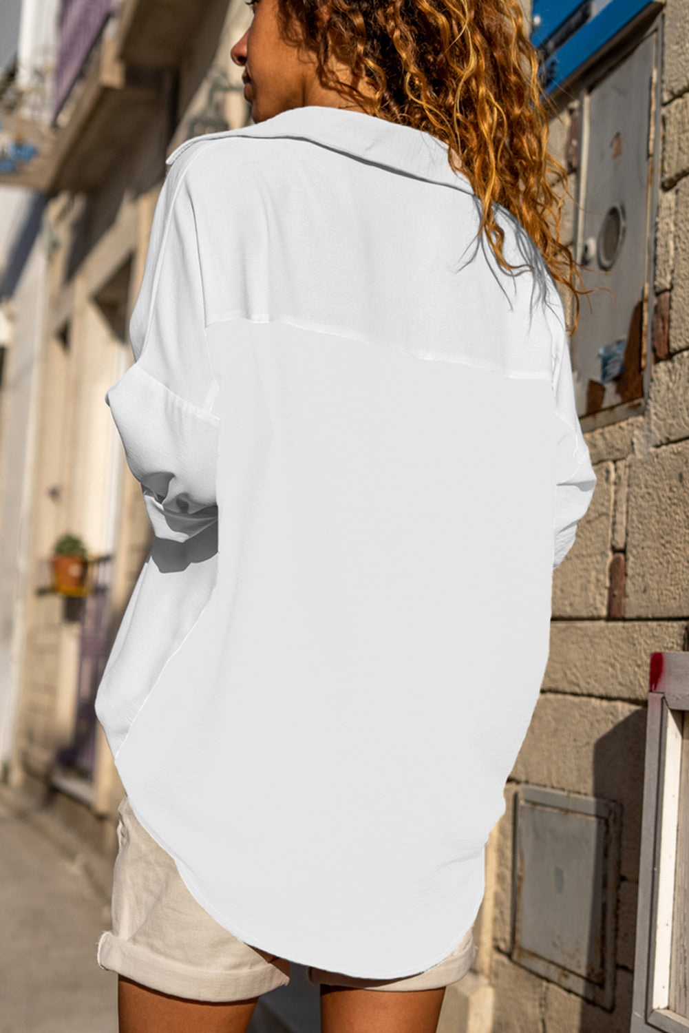 Women's Pure Color Patch Pocket Button-Up Shirt