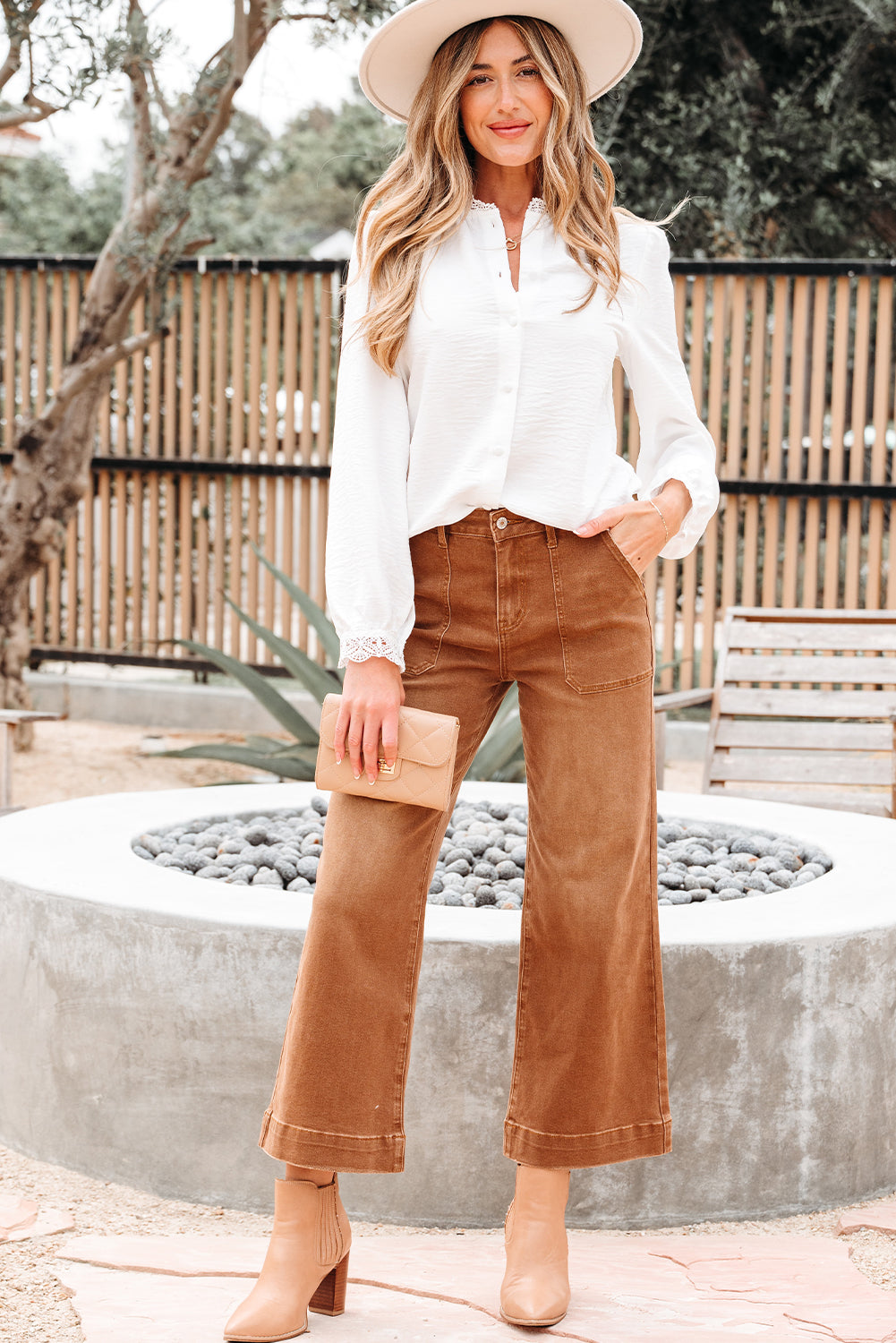 Lace Patchwork Buttoned Stand Neck Loose Fit Shirt