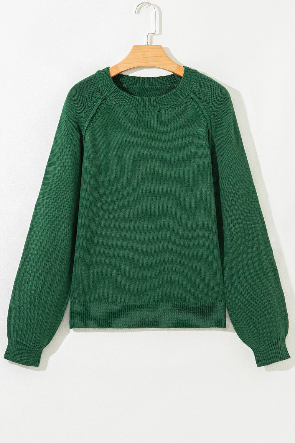 Raglan Sleeve Crew Neck Sweater for Women Slim Fit Knit Pullover