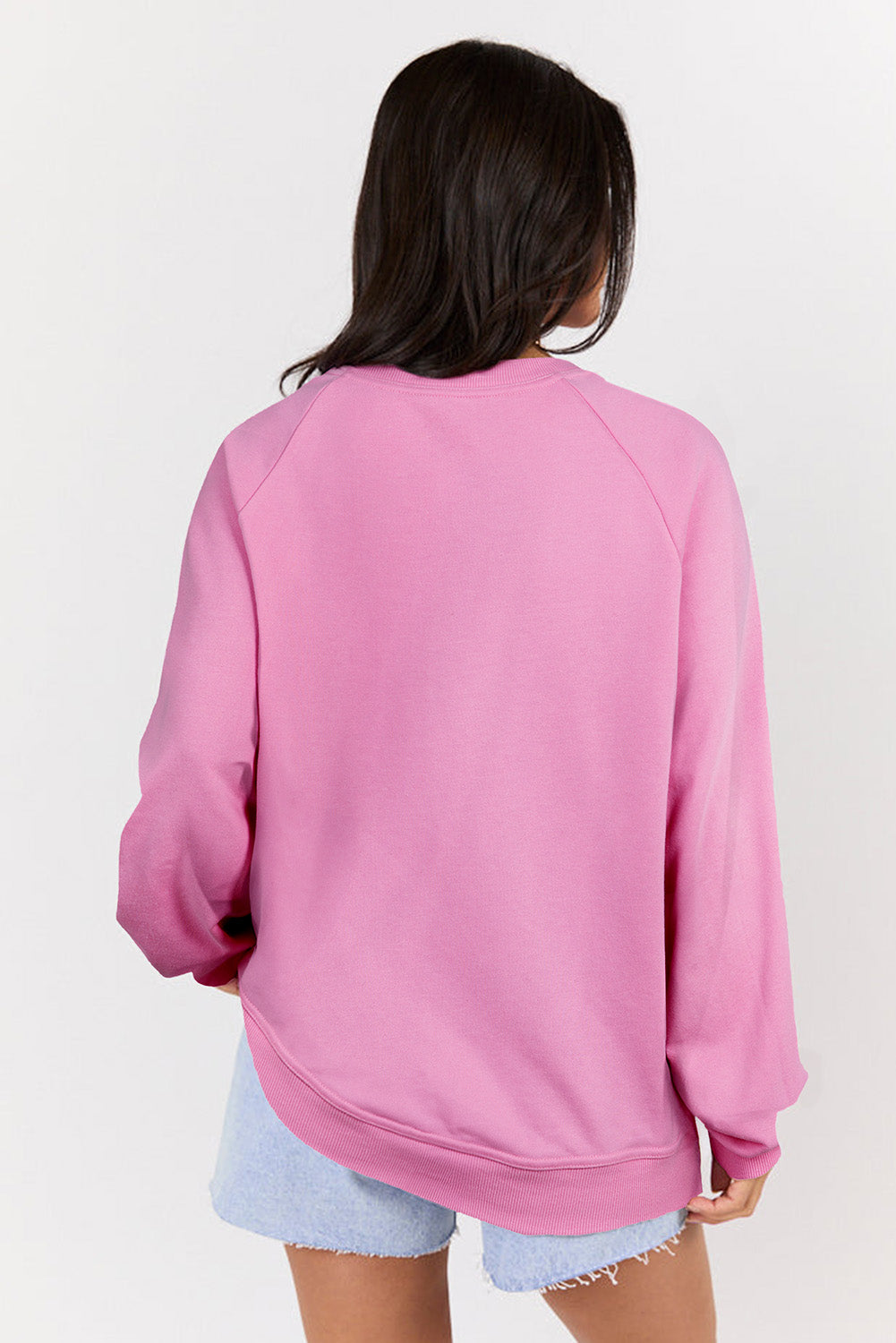 Loose Fit Lace Patch Raglan Sleeve Sweatshirt for Women