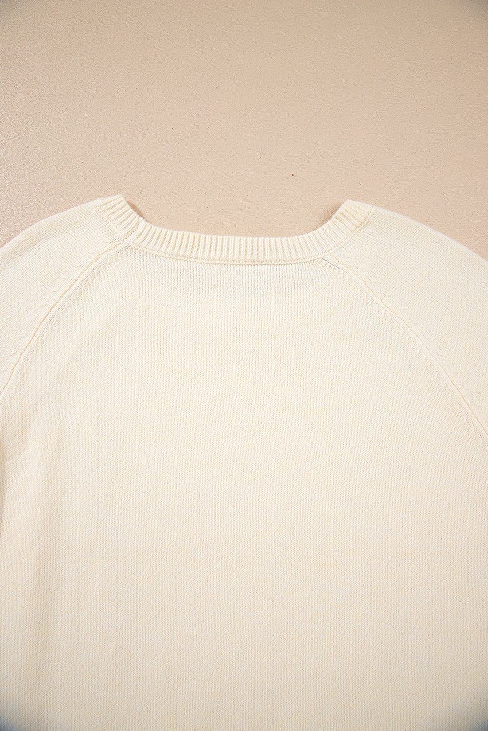 Buttoned Bishop Sleeve Crew Neck Knit Sweater for Women