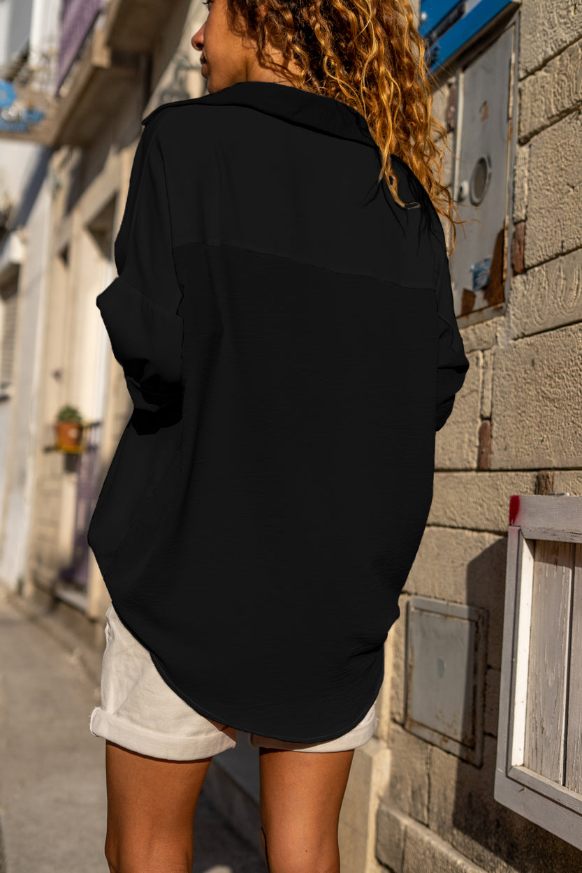 Women's Pure Color Patch Pocket Button-Up Shirt