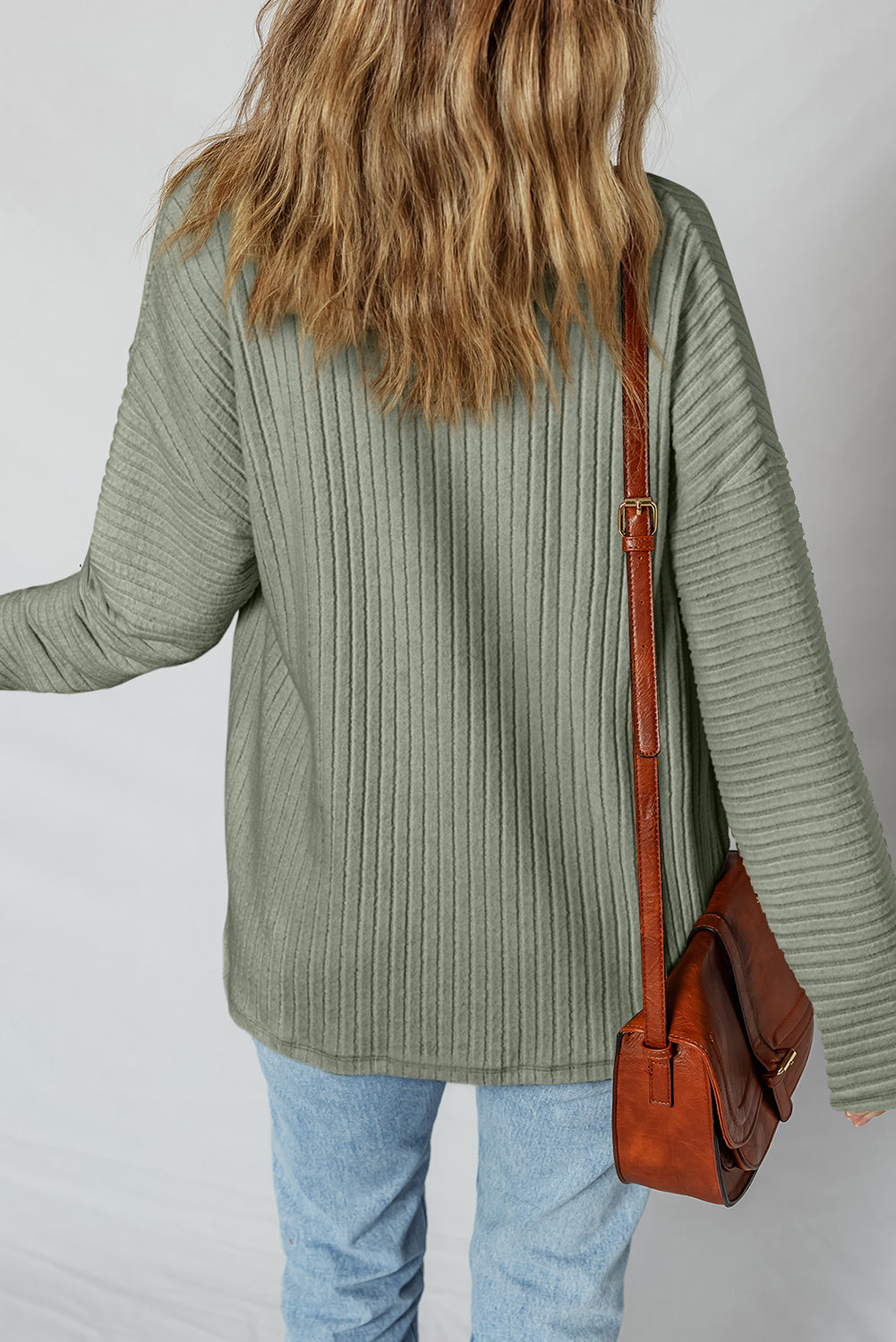 Thermal Ribbed Texture Drop Shoulder Button-Up Shacket for Women