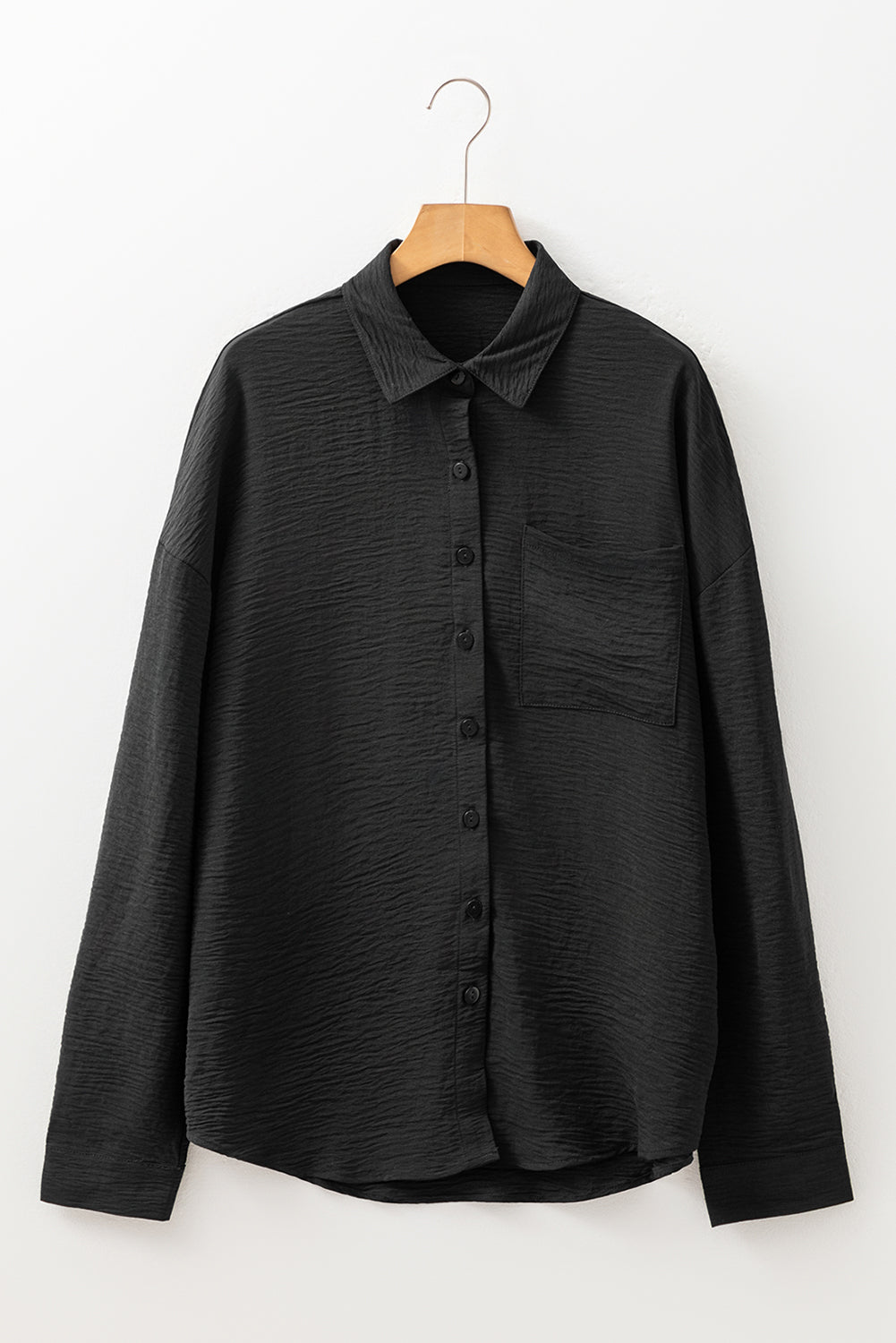 Women's Pure Color Patch Pocket Button-Up Shirt