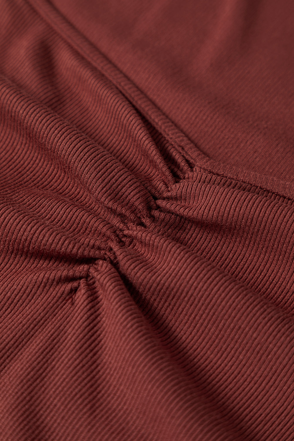 Ribbed Fit Long Sleeve Top with Gathered Bust and Square Neck