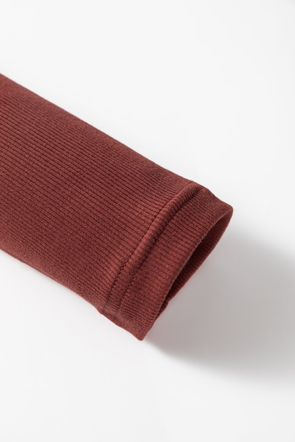 Ribbed Fit Long Sleeve Top with Gathered Bust and Square Neck