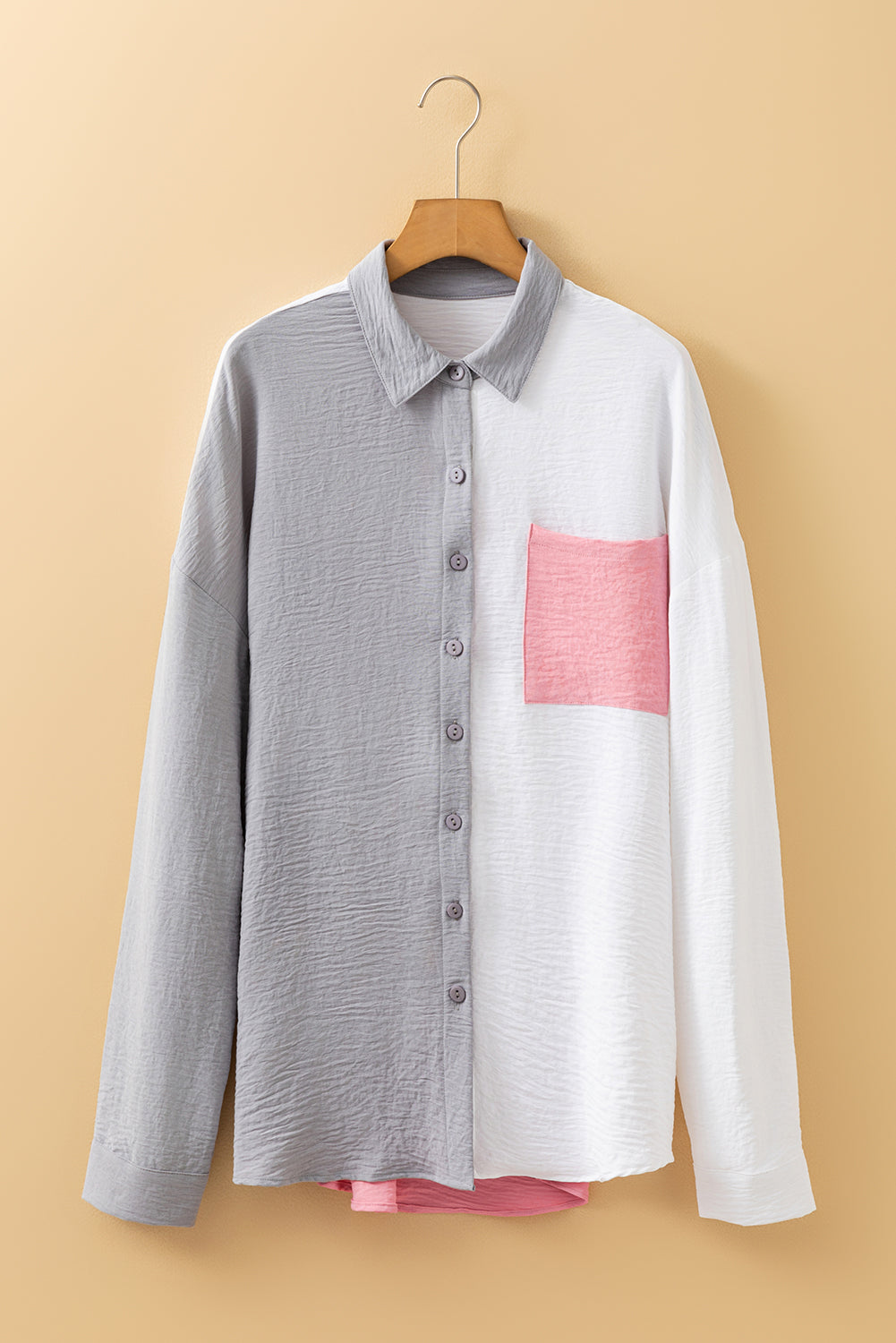 Women's Pure Color Patch Pocket Button-Up Shirt