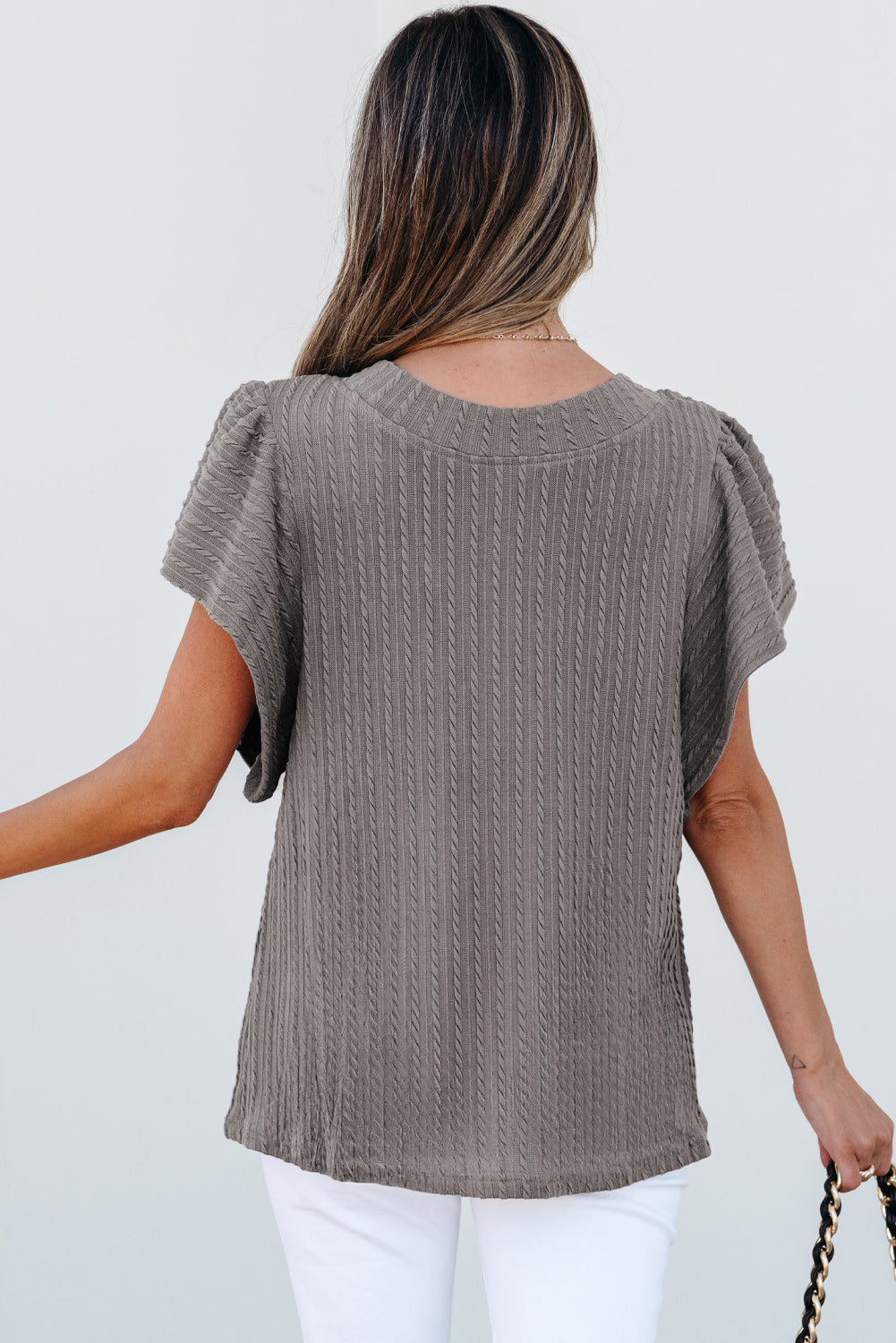 Textured Flutter Sleeve Women's Top with Soft Fabric Fit