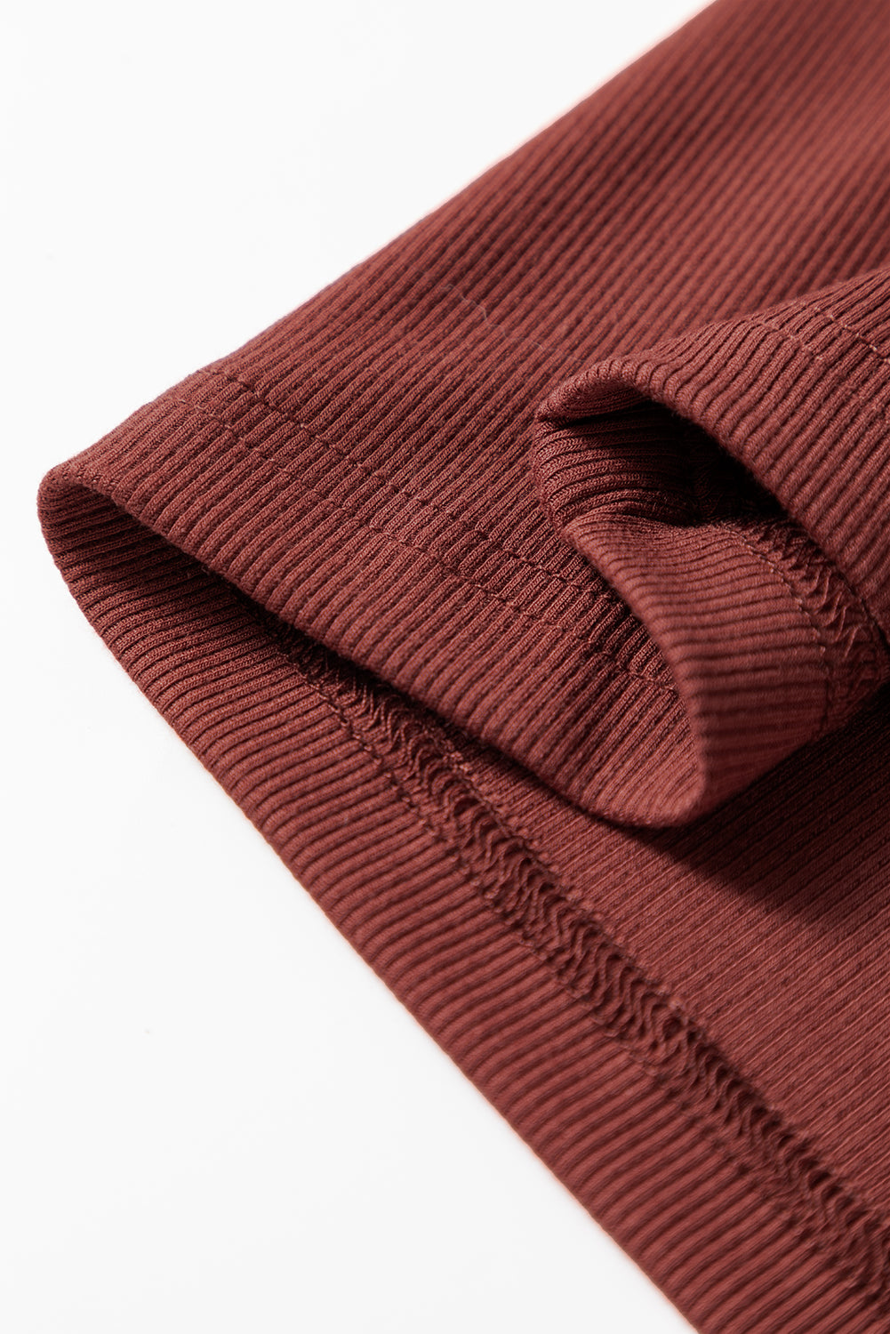Ribbed Fit Long Sleeve Top with Gathered Bust and Square Neck