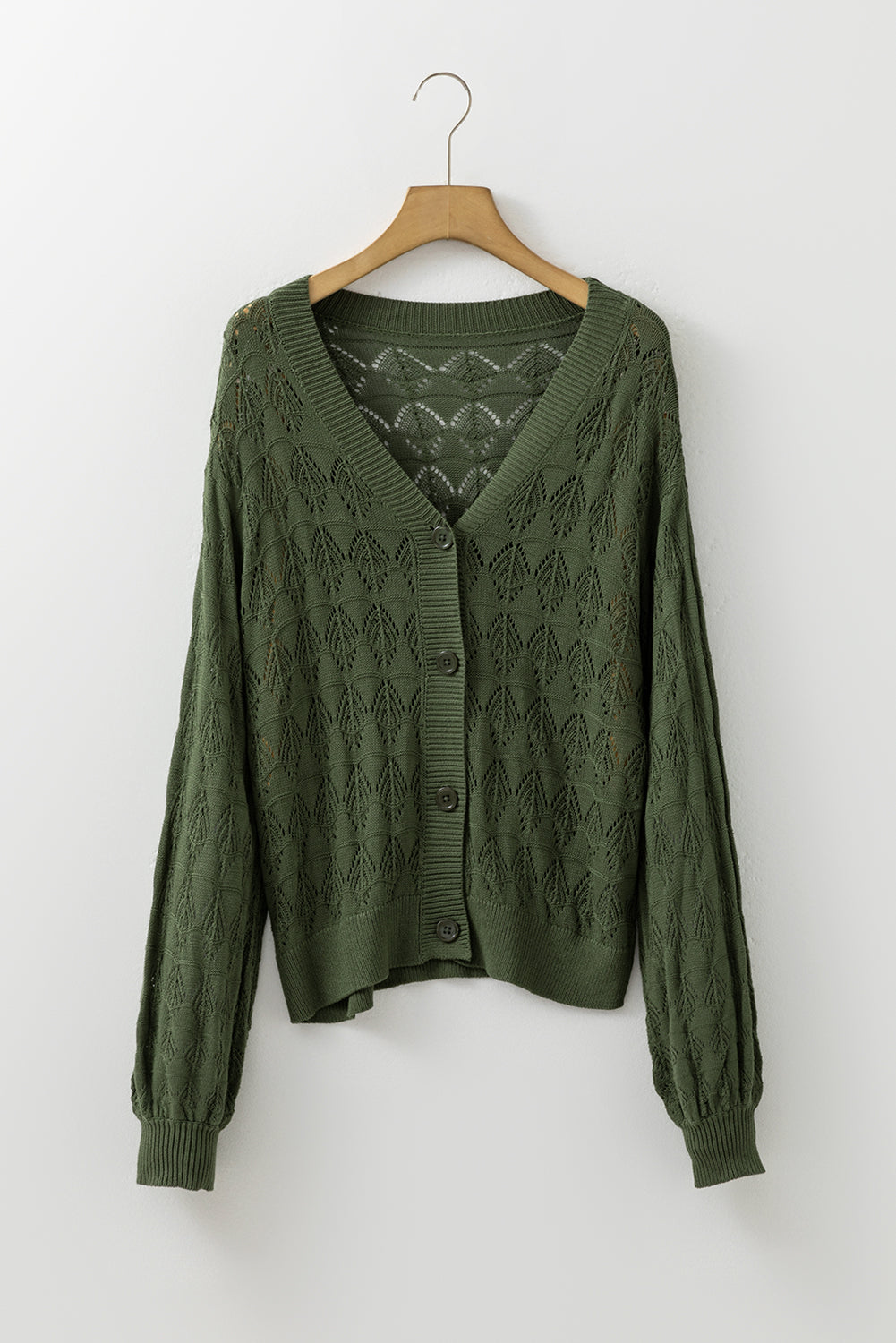 Lightweight Crochet Button-Front Cardigan for Women