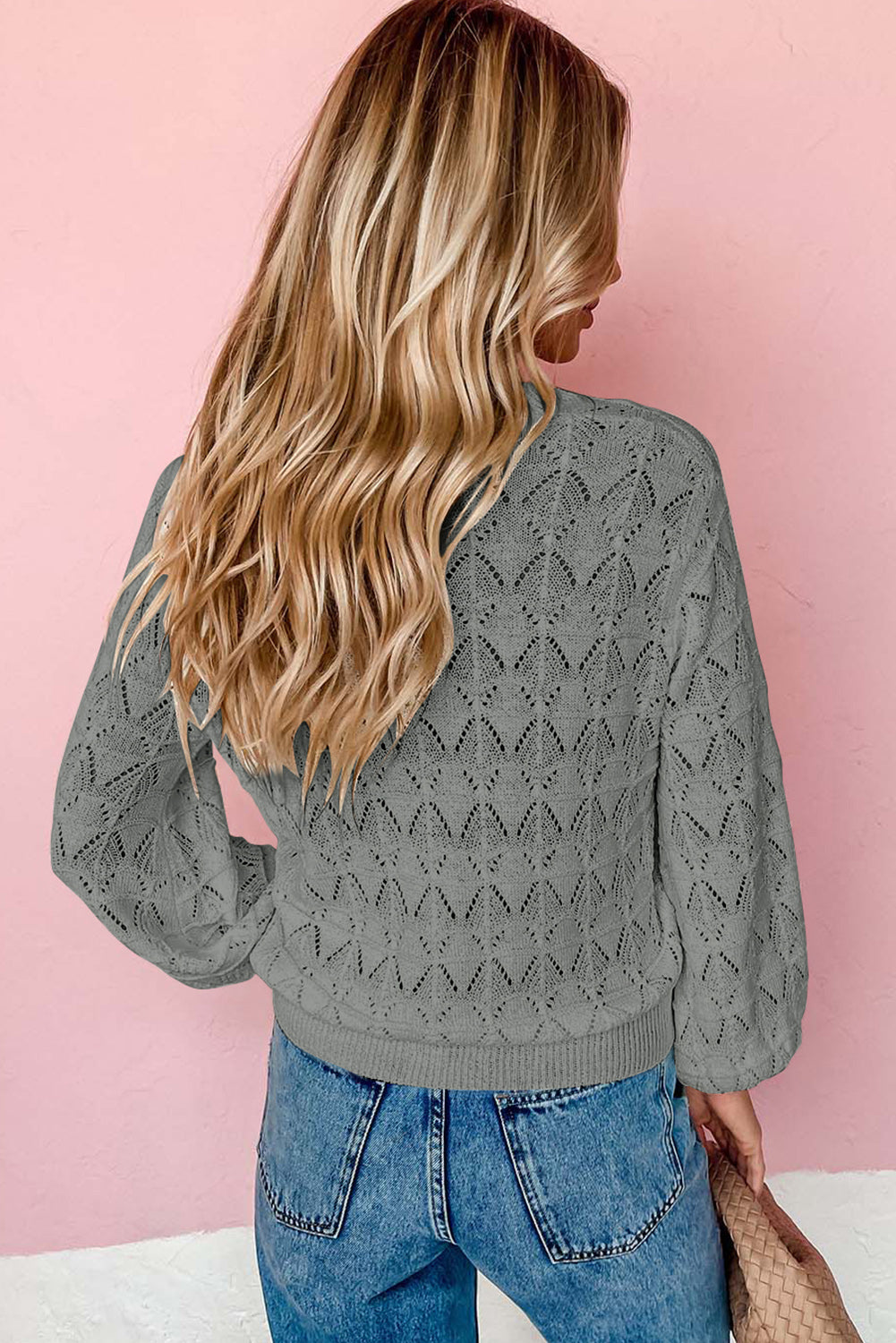 Lightweight Crochet Button-Front Cardigan for Women