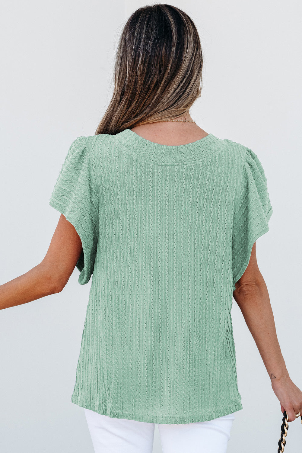 Textured Flutter Sleeve Women's Top with Soft Fabric Fit