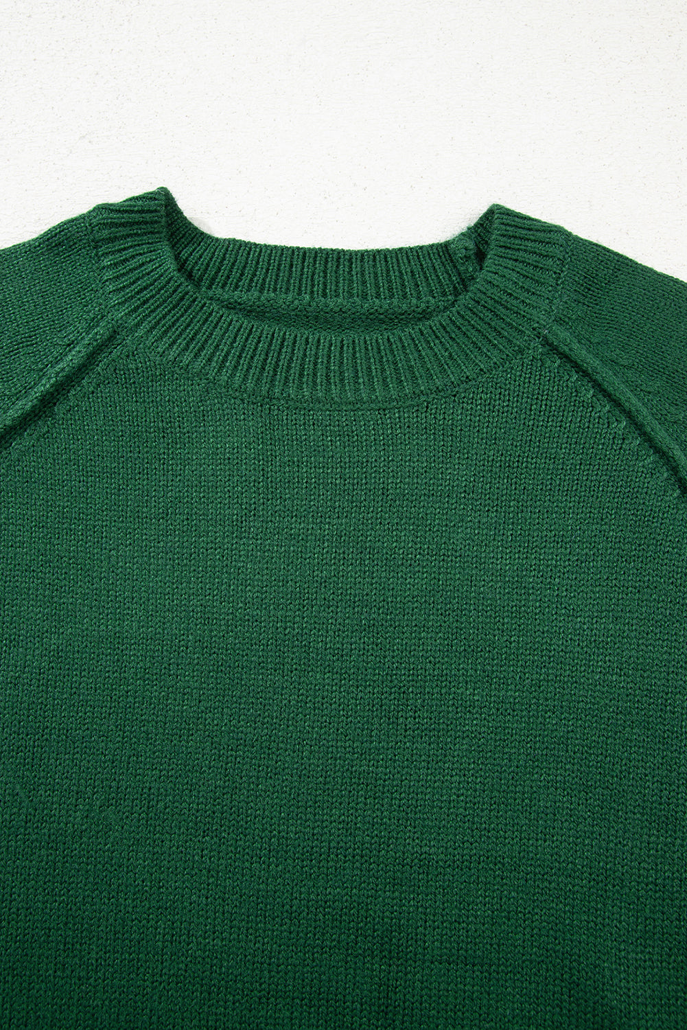 Raglan Sleeve Crew Neck Sweater for Women Slim Fit Knit Pullover