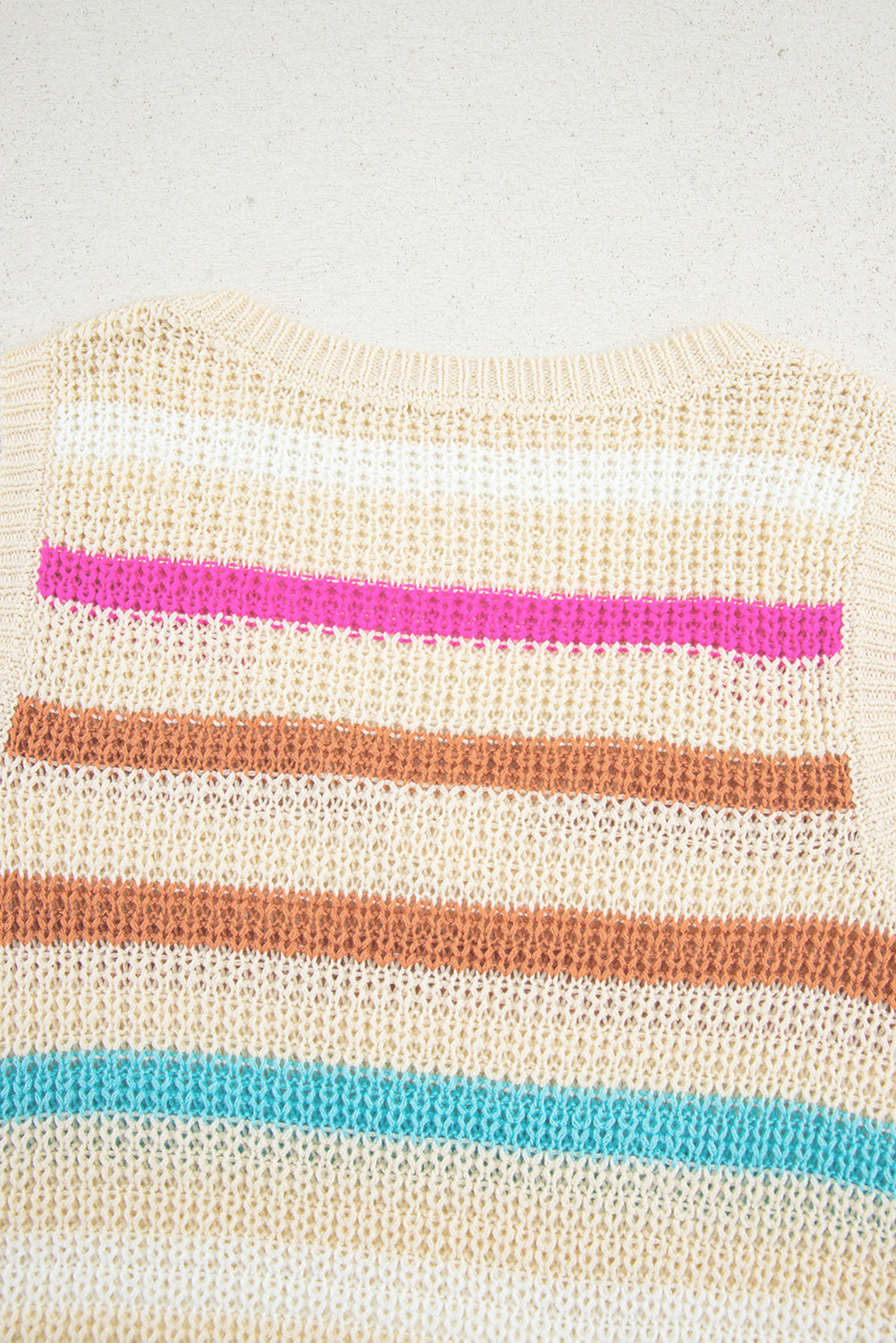Textured Knit V Neck Stripe Sweater Vest for Women