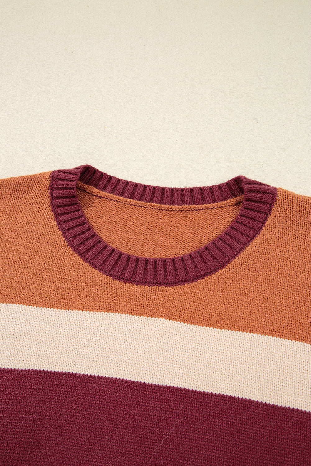 Knitted Checkered Color Block Drop Shoulder Sweater
