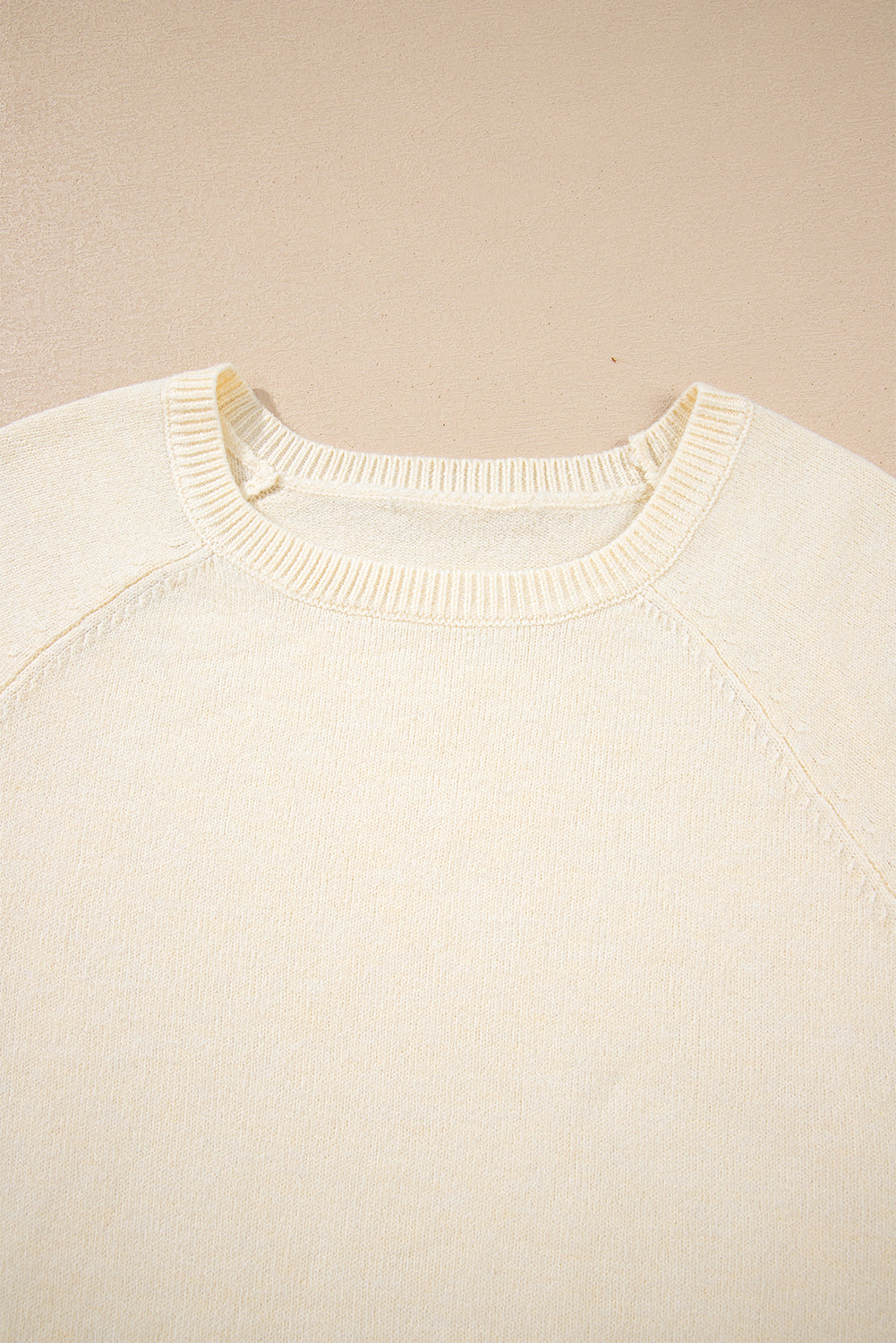 Buttoned Bishop Sleeve Crew Neck Knit Sweater for Women