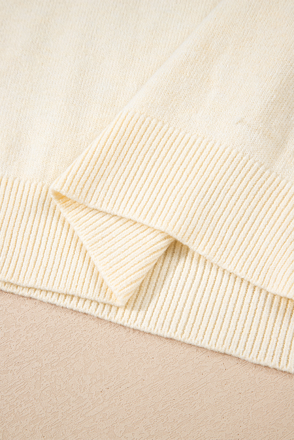 Buttoned Bishop Sleeve Crew Neck Knit Sweater for Women
