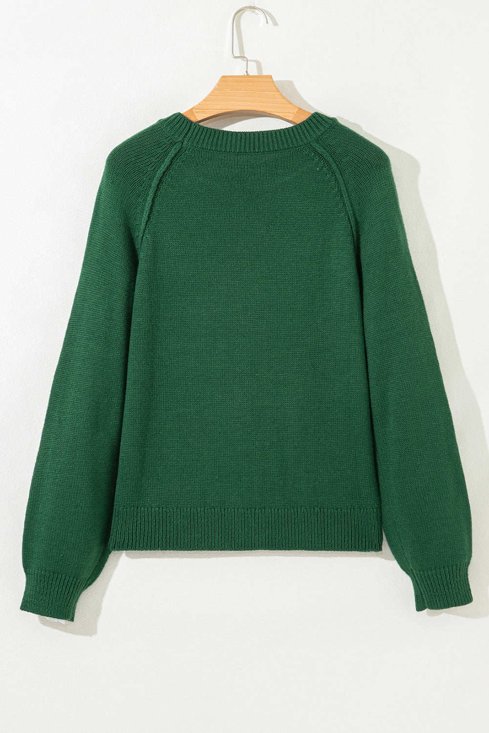Raglan Sleeve Crew Neck Sweater for Women Slim Fit Knit Pullover