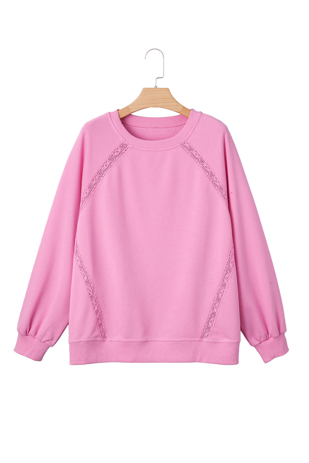 Loose Fit Lace Patch Raglan Sleeve Sweatshirt for Women