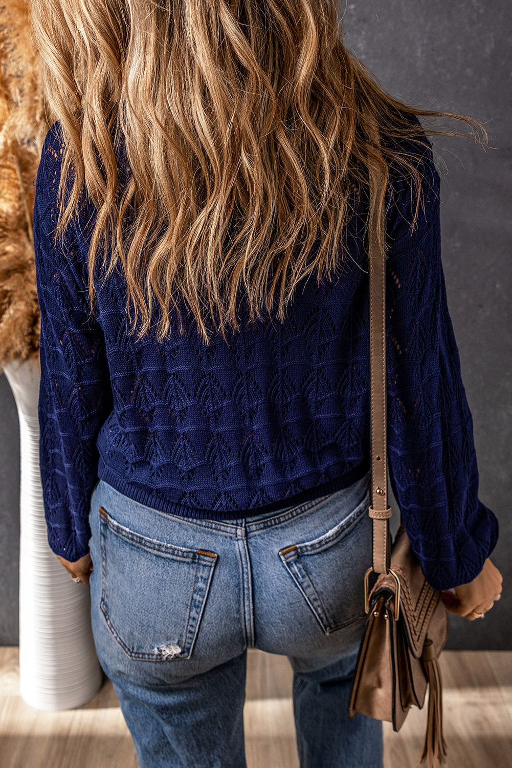 Lightweight Crochet Button-Front Cardigan for Women