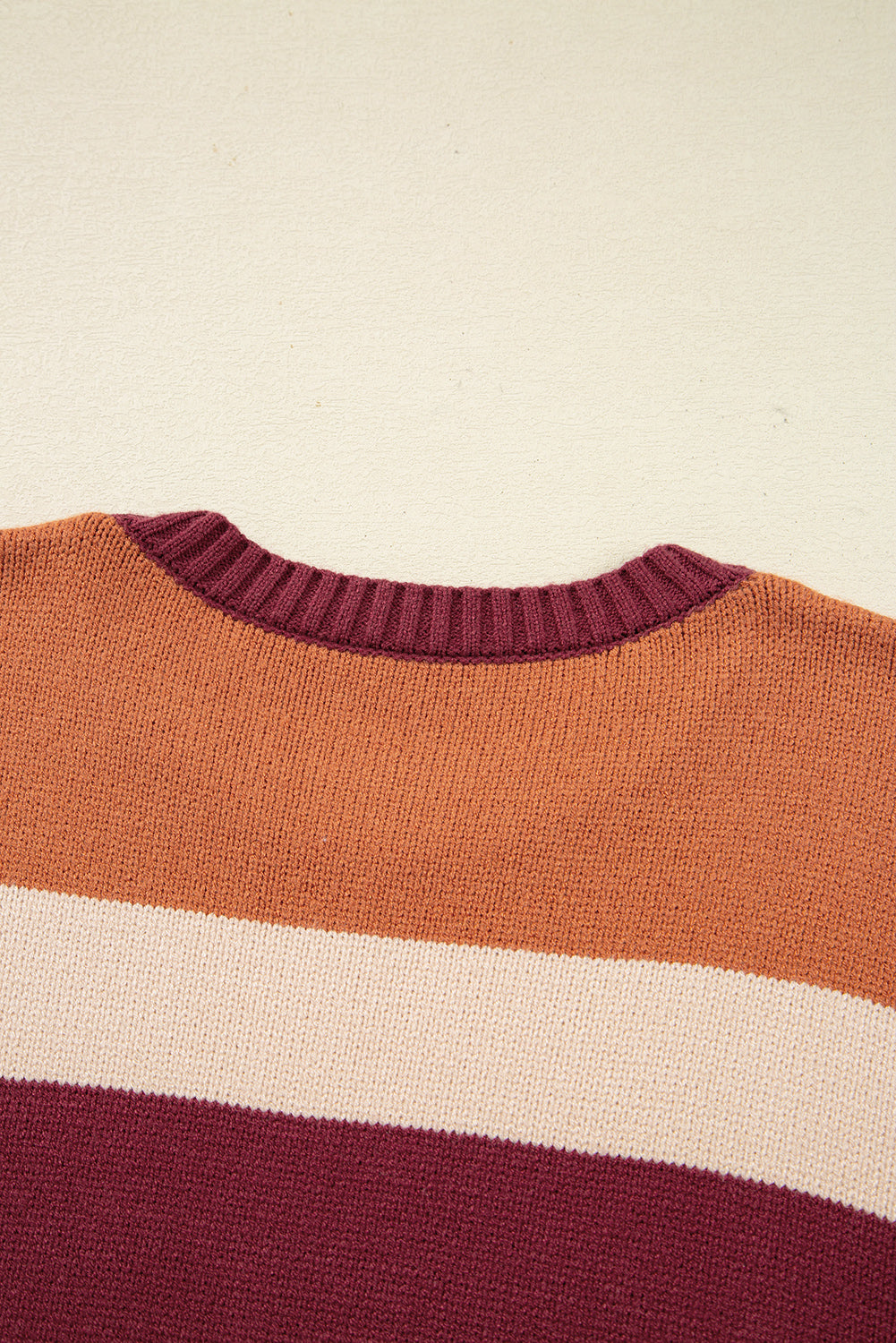 Knitted Checkered Color Block Drop Shoulder Sweater